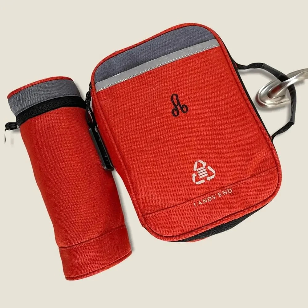 Lands End Insulated Lunch Box Bottle Bag Set Red Monogram Initial A Kids School